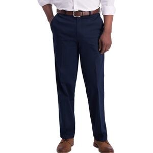 2/$30 HAGGAR Men’s Navy Classic No Iron Khaki Pants Cotten Blend Size 34W X 30L